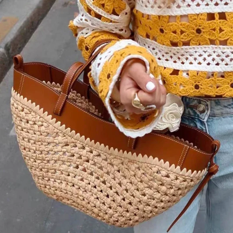 Luxury Raffia Straw Tote Bag,F - Women'S Raffia Bags 评论和价格