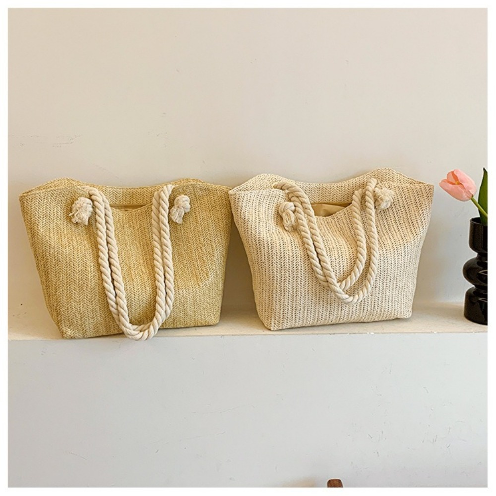 New Summer Beach Tote Bag Larg - Women'S Raffia Bags 评论和价格