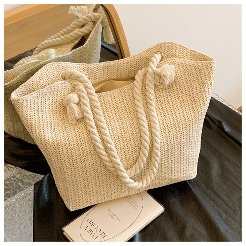 New Summer Beach Tote Bag Larg - Women'S Raffia Bags 评论和价格