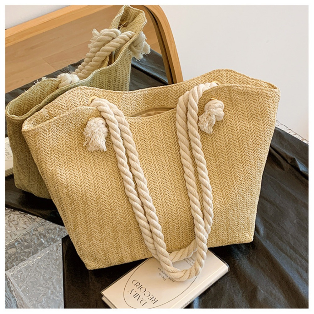 New Summer Beach Tote Bag Larg - Women'S Raffia Bags 评论和价格