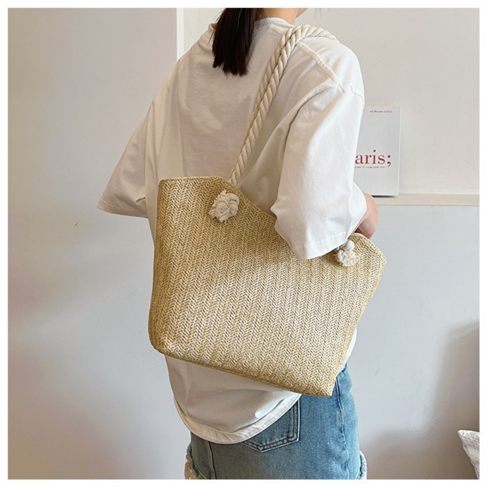 New Summer Beach Tote Bag Larg - Women'S Raffia Bags 评论和价格