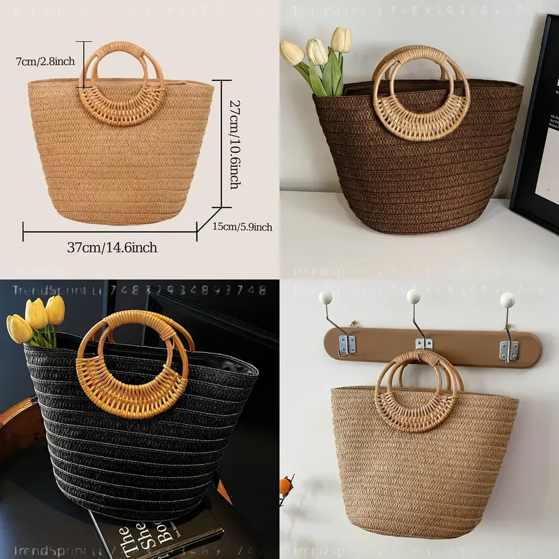 Women Summer Woven Paper Tote  - Women'S Bags Handbags 评论和价格