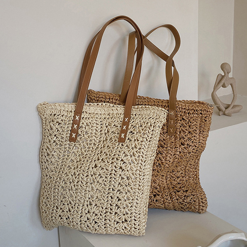 Square Hollow Straw Beach Bag  - Women'S Raffia Bags 评论和价格