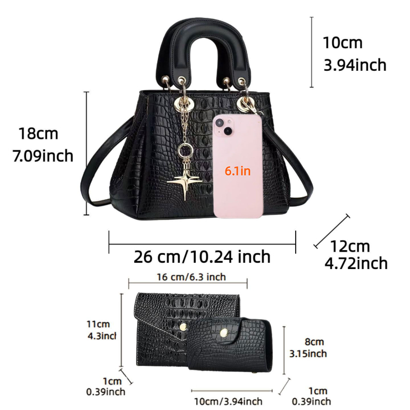 3-piece women's bag set, compa - Women'S Bags Handbags 评论和价格