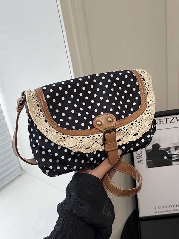 Retro Polka Dot Lace Trim Canv - Women'S Young Bags 评论和价格