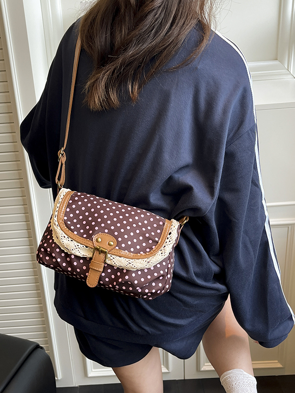 Retro Polka Dot Lace Trim Canv - Women'S Young Bags 评论和价格